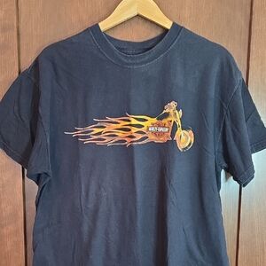 Harley-Davidson Size XL Black with Orange Flame Graphic T-Shirt